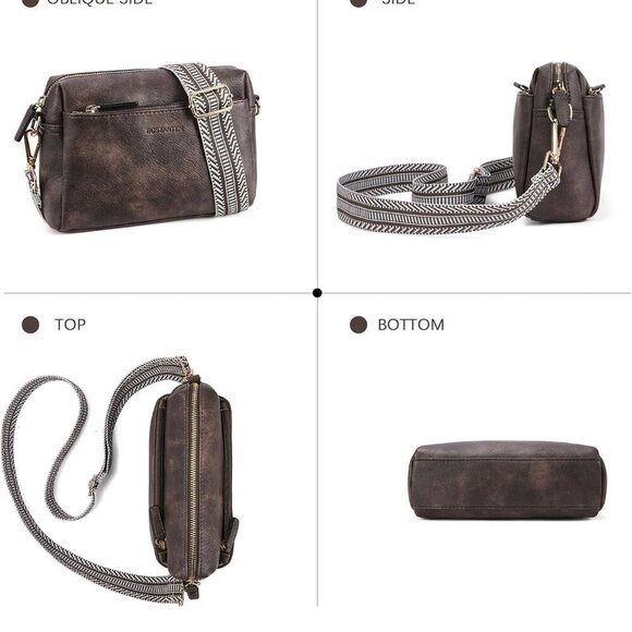 Small Vegan Leather Crossbody Purse for Women Multi Pocket Shoulder Bag - Picture 7 of 7